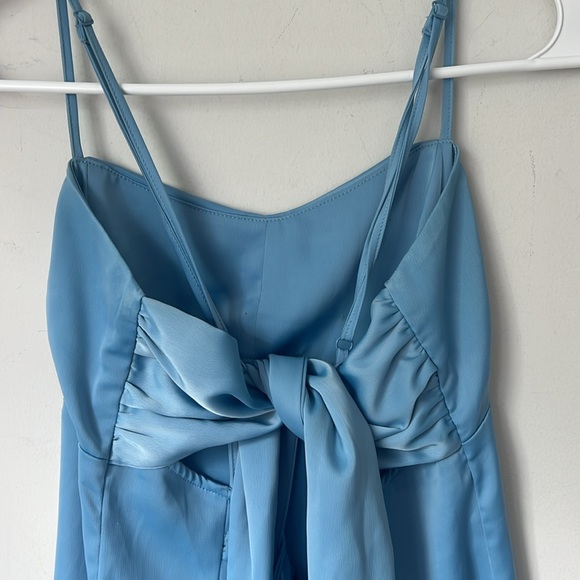 UO Bella Bow-Back Satin Mini Dress Baby Light Blue Size Small ♠️ - Picture 3 of 8